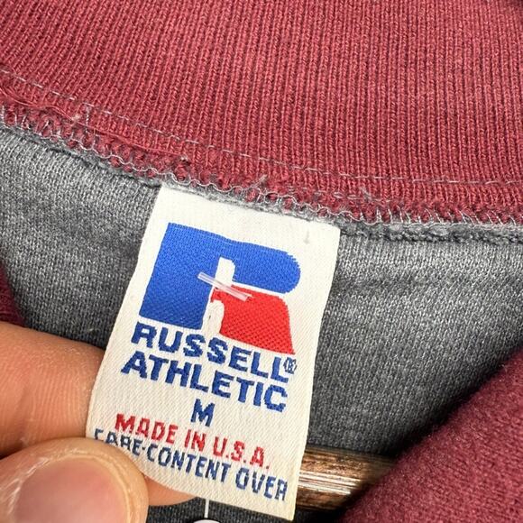 Vintage Russell Athletic Sweatshirt men's Medium Gary 1/2 Half Zip Pullover 90s - Picture 7 of 8